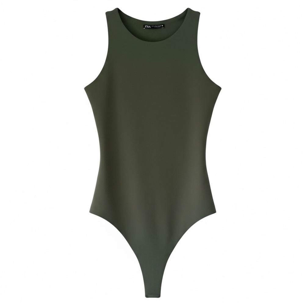 Zara Dark Green Sleeveless Bodysuit  Size L